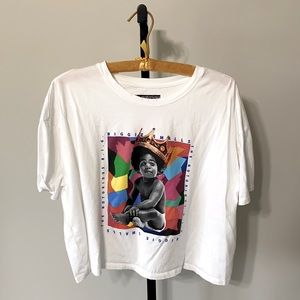 Cropped Licensed Pop Culture Graphic T-Shirt for Women, Biggie Smalls